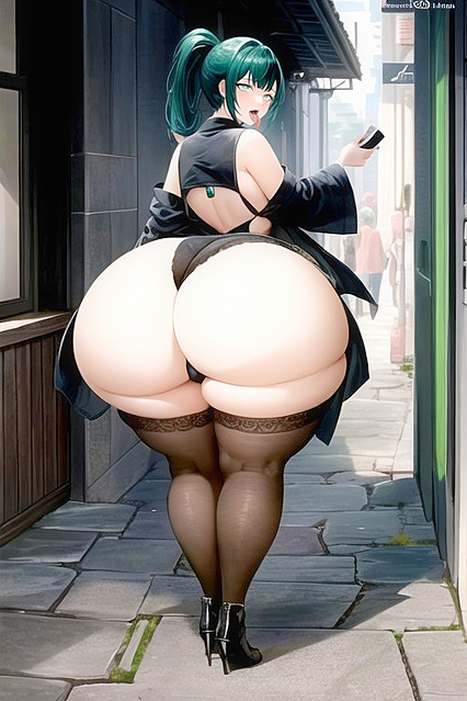 Ahegao Side View with an Enormously Curvy Ass in Hentai Picture