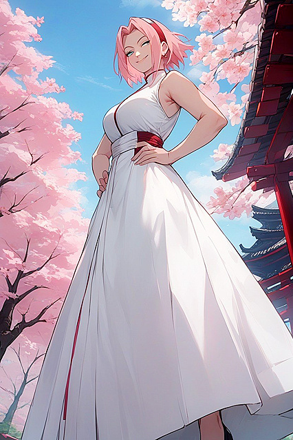 Haruno Sakura Shows Off Her Bottom with a Smug Smile in Hot Hentai Picture