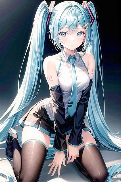 Hatsune Miku Kneels Submissively in Mesmerizing Hentai Picture
