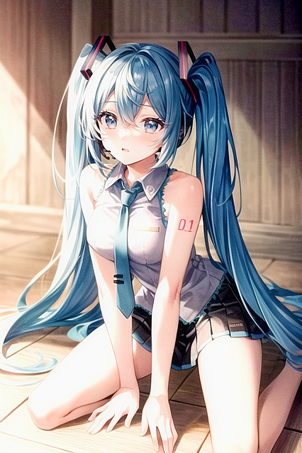 Hatsune Miku Kneels Submissively in Detailed Hentai Ai Porn