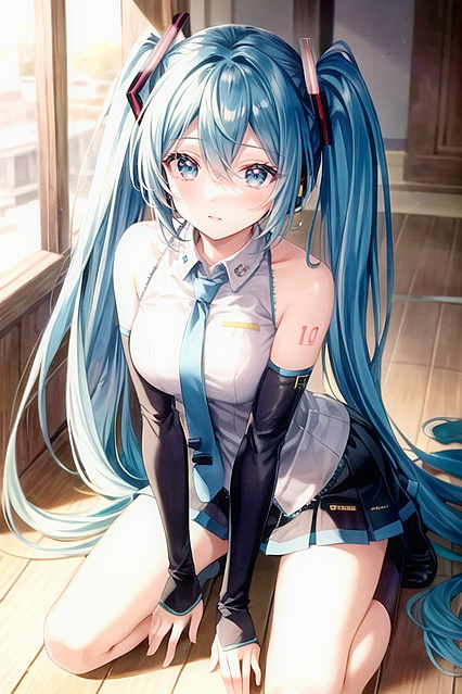 Hatsune Miku Wears Elbow Bra for Solo Hentai Pleasure Ai Hentai Image