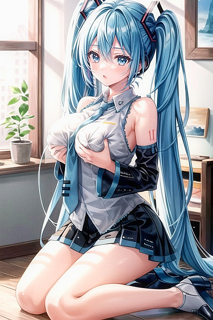 Hatsune Miku Kneels Submissively in Detailed Hentai AIPorn