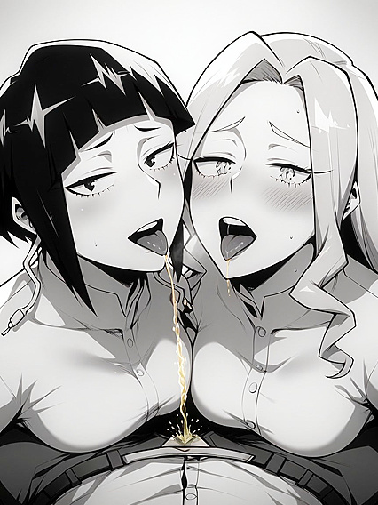 Kyoka Jiro and Might Lady on Their Knees for a Golden Shower POV in Hentai AIPorn