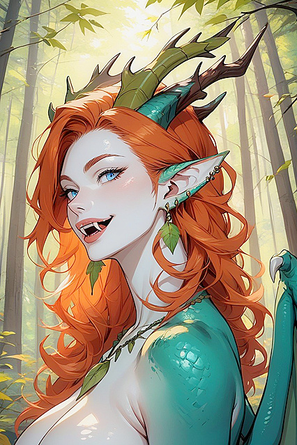 Ginger-Haired Beauty with Earrings and Pierced Nipples in Seductive Hentai Picture