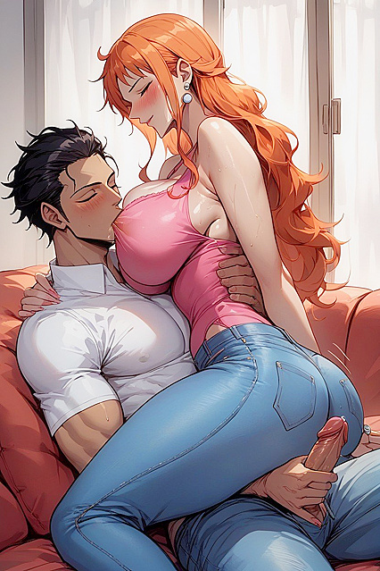 Nami from One Piece Enjoying  Pleasure with a Big Black African Man's Massive Cock