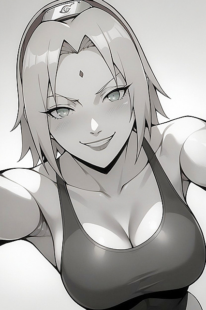 Haruno Sakura's Smug Expression in Top-Down Naruto Hentai Picture