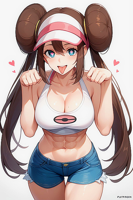 Heart-Eyed Girl 18+ Shows Off Her Tongue and Abs in Seductive Hentai Image