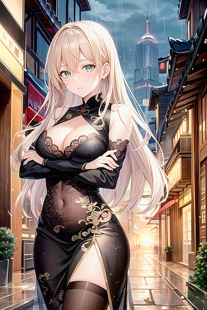 Sunset Rainfall Enhances Small Breasts in Seductive Hentai Images