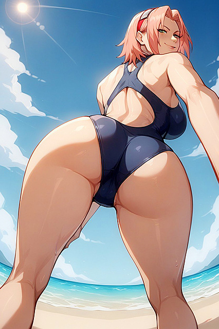 Haruno Sakura Bent Over in Swimsuit for Steamy Hentai Picture