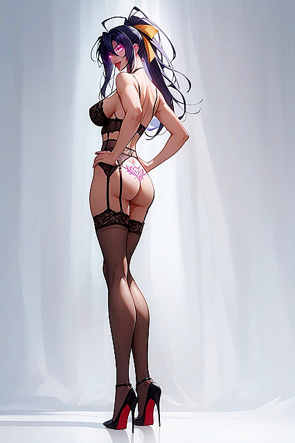 Big-Assed Babe in Stockings and Huge Boobs Takes On HOT Hentai Picture