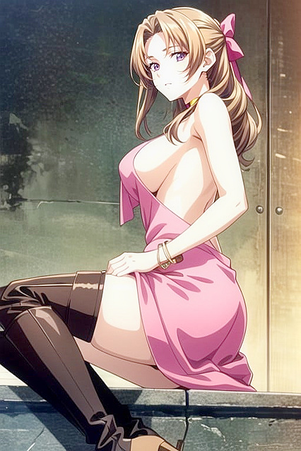 Aerith from Final Fantasy Tempts in Elbow Bra for Sensual Hentai Images