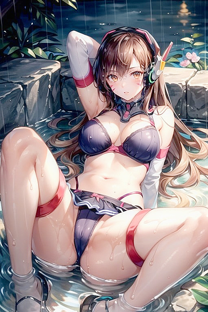 Legs Raised, Arms Crossed – Seductive Undressing in hentai AI Picture