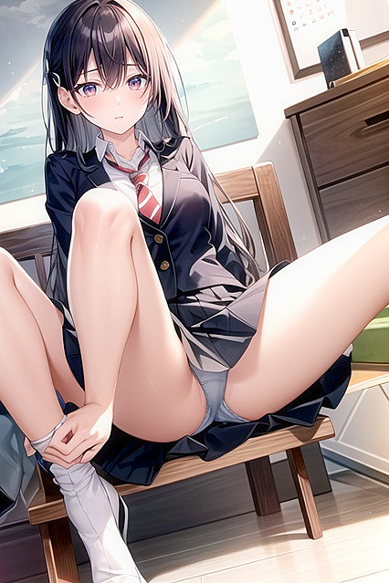 in Uniform Shows Off Her Curves in Front View Hentai Picture