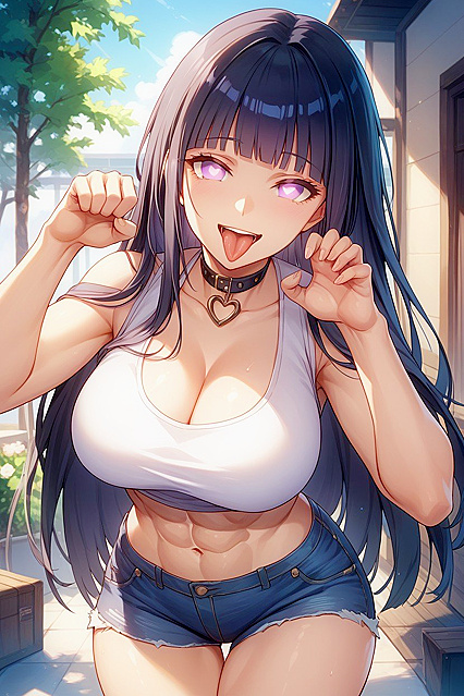 Hyuuga's Abs and Exposed Navel in Steamy Hentai Picture
