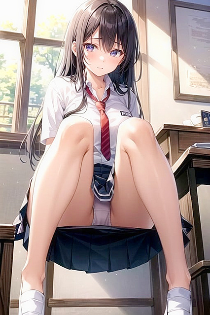 in Uniform Shows Off Her Underwear in Naughty Picture