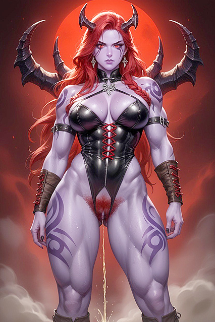 Muscular Mistress Stands Dominant in  Hentai Images