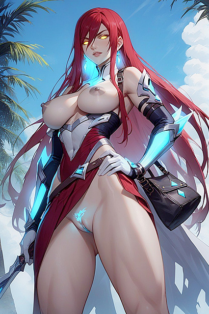 Glowing Body with Long Pigtails and Yellow Eyes in Sensual hentai Picture