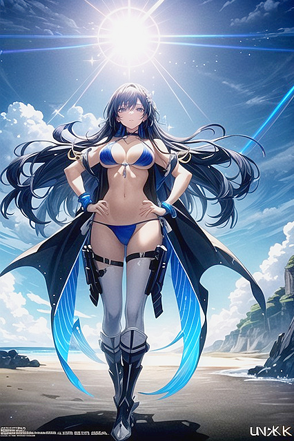 Soft Light Beach Image Features Busty Anime Girl 18+s in Seductive Poses
