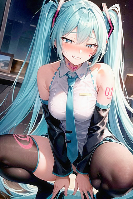 Blushing With mischief, She Slowly Undresses in a Seductive Tattoo Hentai Image