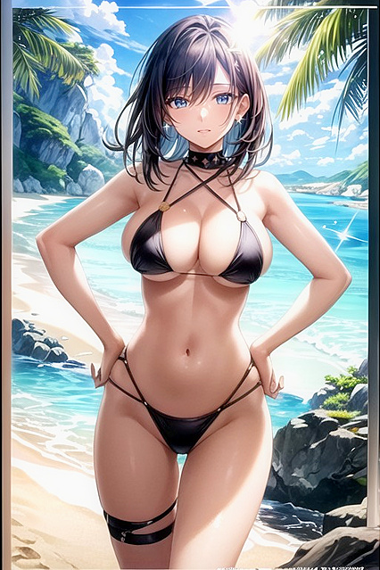 Soft Light Slingshot Bikini Picture in Ultra-Detailed Hentai Images