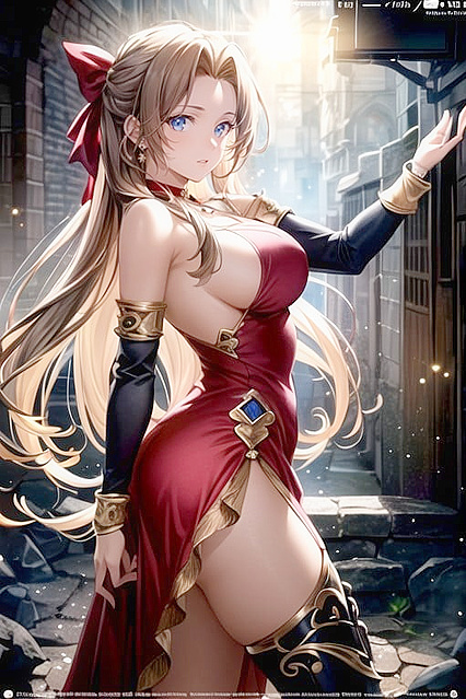 Aerith from Final Fantasy in Ultra-Detailed POV Hentai Picture
