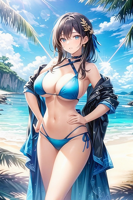 Hands-On Hips Busty Shots in Ultra-Detailed Hentai Picture