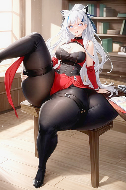 Huge-Assed Beauty in Thigh-High Socks Spreads Her Legs for Steamy Hentai Picture