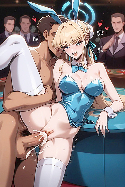Skinny Girl 18+ with Halo Smiles Wide in naughty Hentai Image