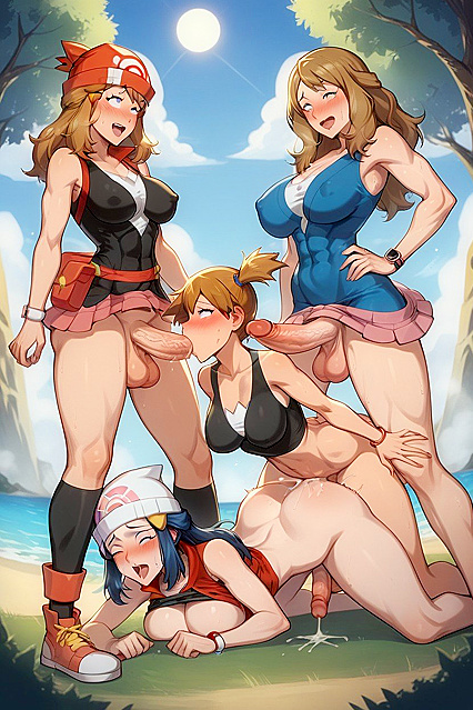 Misty's Futanari Body Gets Ravaged by Her Own MassiveDick in Steamy Hentai Picture