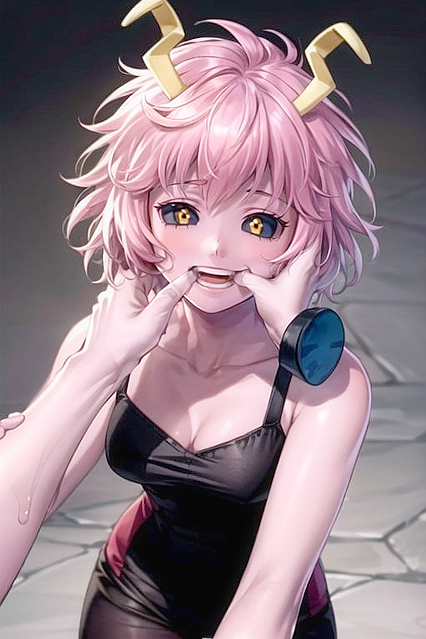 Ashido Mina from My Hero Academia Sucks Thumb in Seductive Hentai Pose