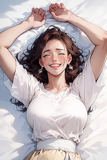 Waist-Shot hentai of Girl 18+ Lying Down and ly