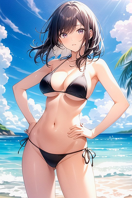 Bikini Babe Shows Off Her Curves in a Slingshot Pose for Busty Hentai Fun