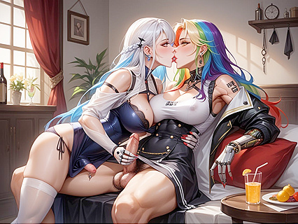 Small Chested Man with Genital Piercings in Erotic Hentai Picture