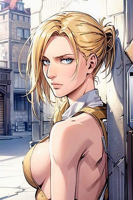 Annie Leonhardt Shows Off Her Side Boobs in Seductive Comic Hentai Picture