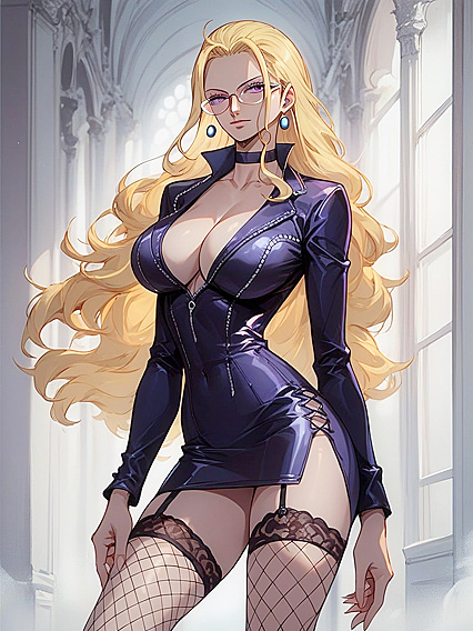 Nico Robin's Seductive Chokeplay with Glasses in erotic Hentai Picture