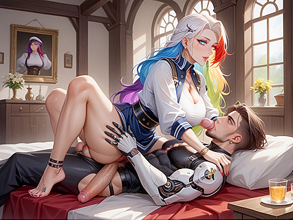 Enterprise from Azur Lane Shows Off Her Long Length in Bulging Hentai Picture