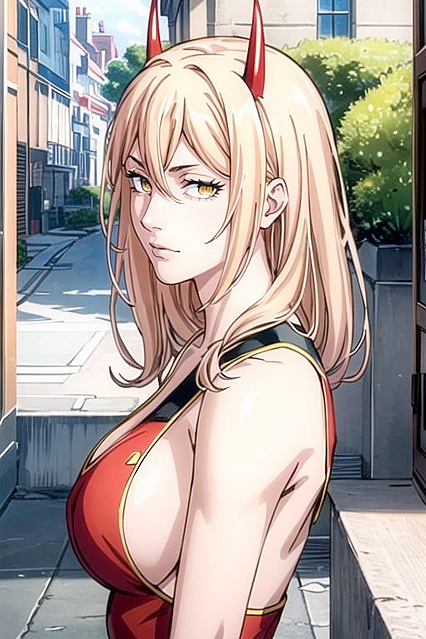 Power from Chainsaw Man Shows Off Side Boobs in steamyComic Hentai Image