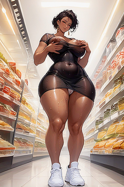 Grabbing Sweaty Boobs Through See-Through Clothes in steamy Hentai Picture