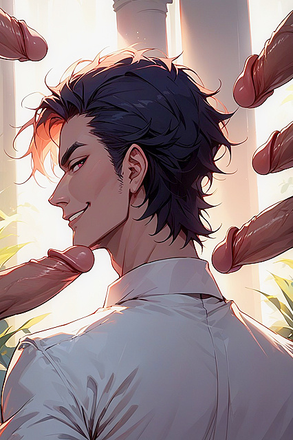 Rear View Gang Bang with a Smug Expression in Hentai AI Porn