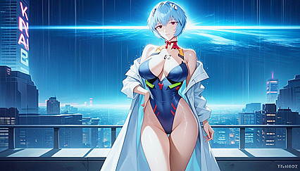 Cyberpunk Cityscape Sets the Image for Lewd Poses in Detailed Hentai Picture