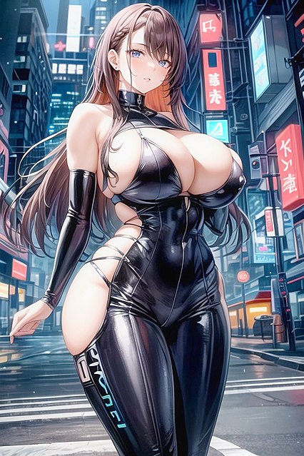 Cyberpunk Hacker in Bikini Rides a Muscular Stud in  Hentai Picture