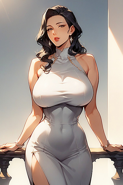 Sexy Lips and Straight Hair Woman in Seductive Hentai Picture