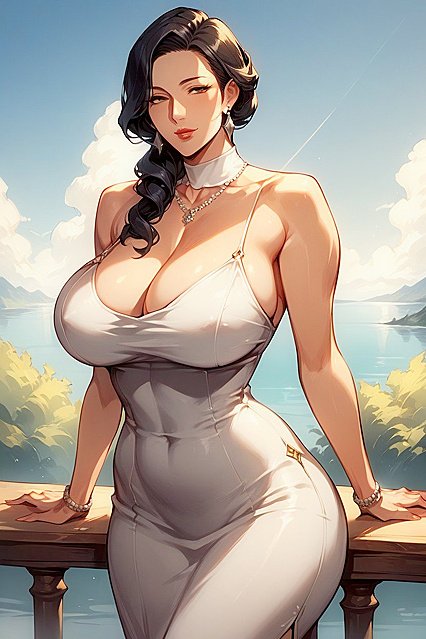 Large-breasted Beauty withStraight Hair Takes Center Stage in Front-view Hentai Picture
