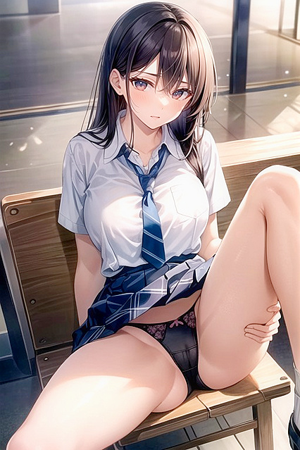 Teen 18+ Spreads Her Legs Wide in Seductive Front View Hentai Image