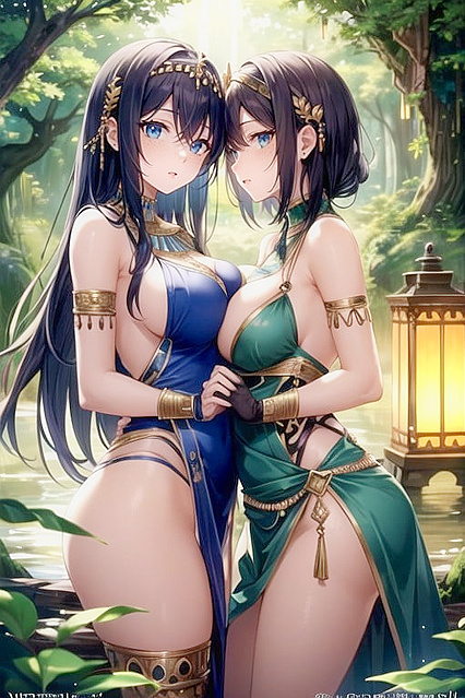 Cleopatra and Her Maidens Enjoy Intimate Moments in Dimly Lit Hentai Pleasure