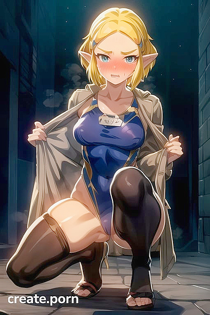 Zelda in Swimsuit Takes Center Stage in Front View Hentai Pleasure