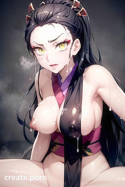 Daki from Demon Slayer Enjoying  Orgasms with Large Breasts in Hentai AIPorn