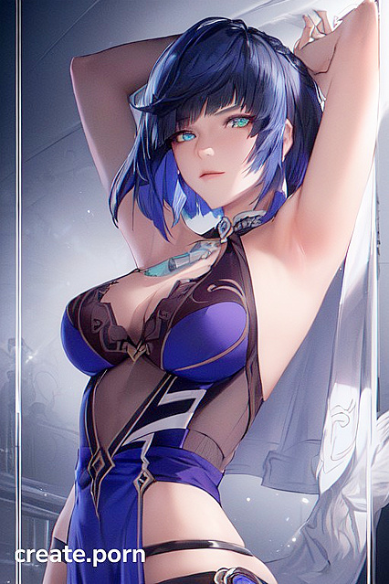 Waist-Level Detail – Arms Spread Wide in  Hentai Picture