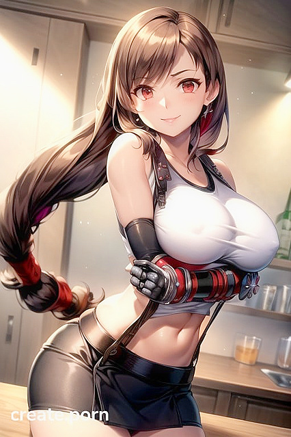 Tifa Lockheart's Massive Breasts and Tiny 18+ Waist Shine at the Bar