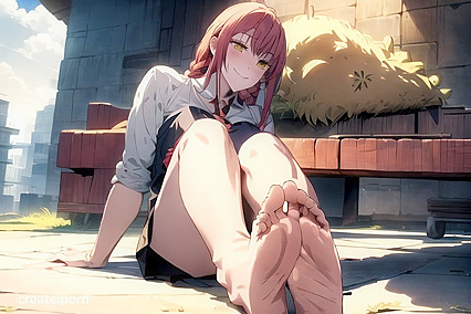 Makima from Chainsaw Man Presents Her Sexy Feet in Steamy Anime Hentai Images